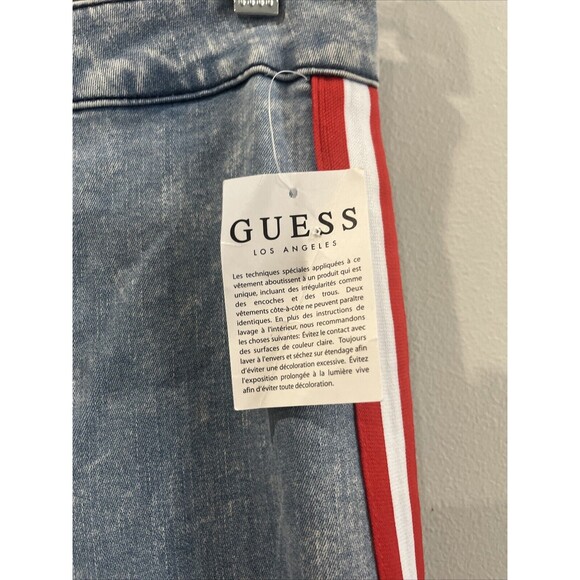Guess LA Jeans Women's US 28 Red White Blue Side Stripe Metal Triangle Red tag - Picture 2 of 6